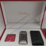 Upgraded Replica Cartier Silver Leopard Print Lighter Set